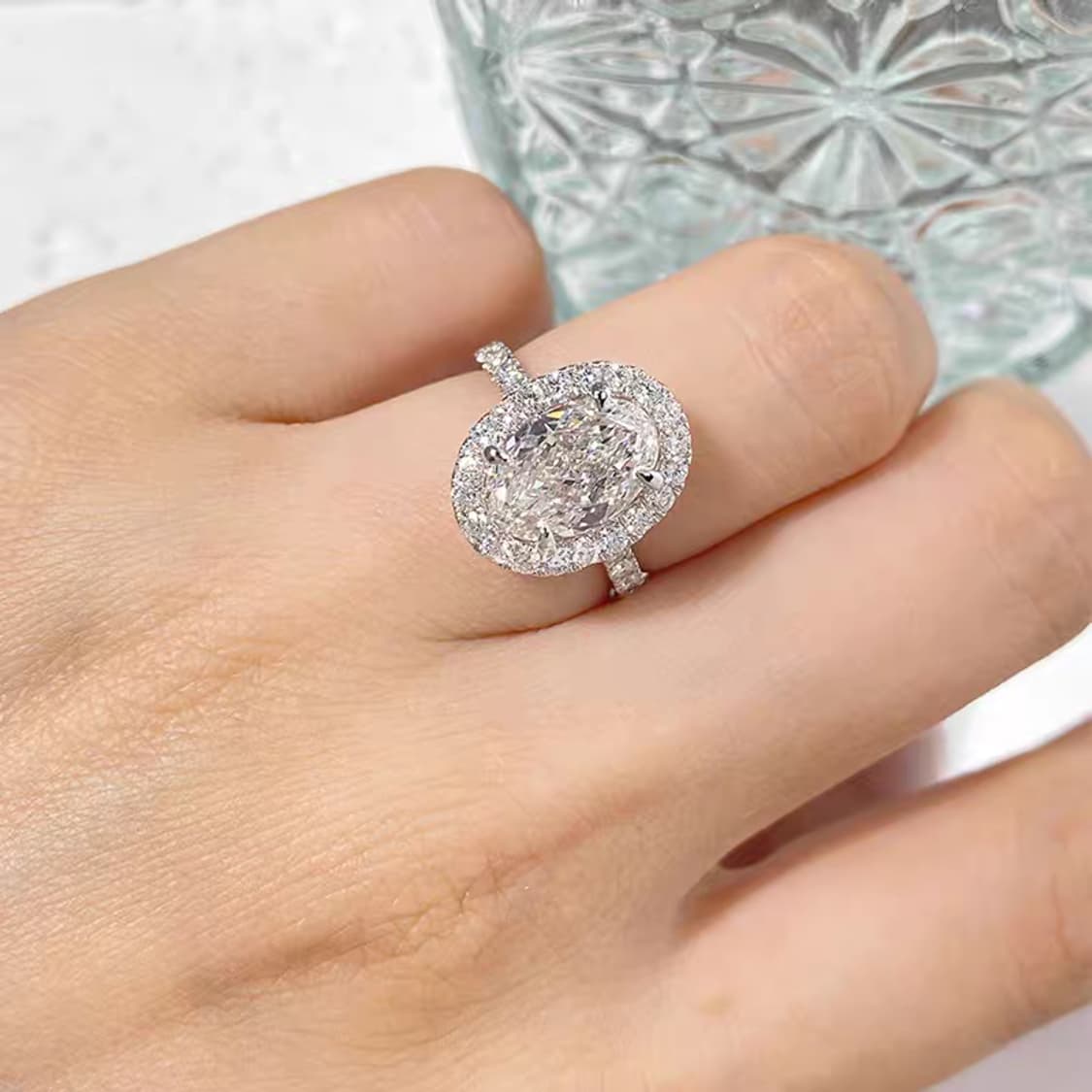 Oceanora 랩 그로운 다이아몬드 PT950 여성용 웨딩 반지 상품이미지4