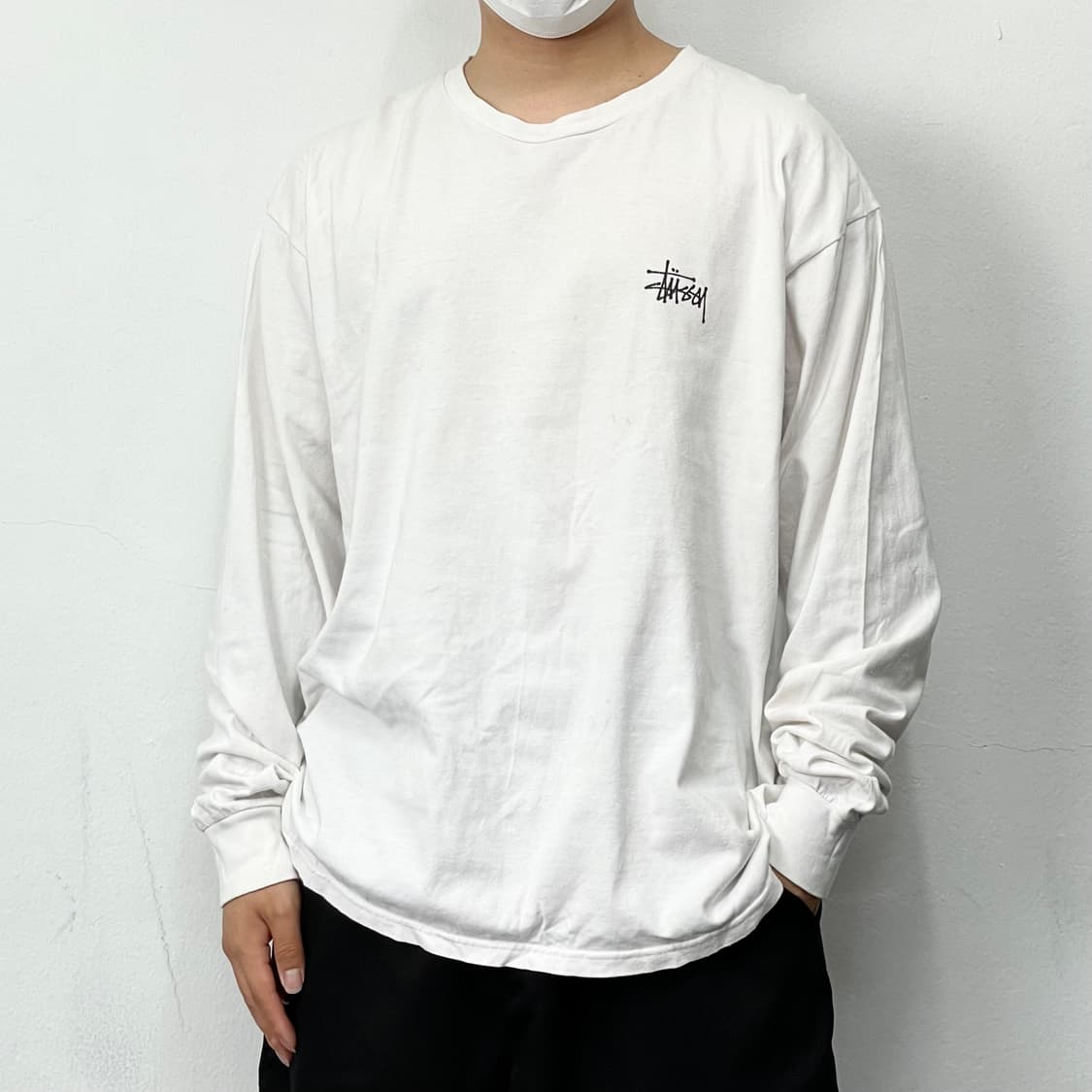 스투시 화이트 빅로고 오버사이즈 롱 슬리브 상품이미지3
