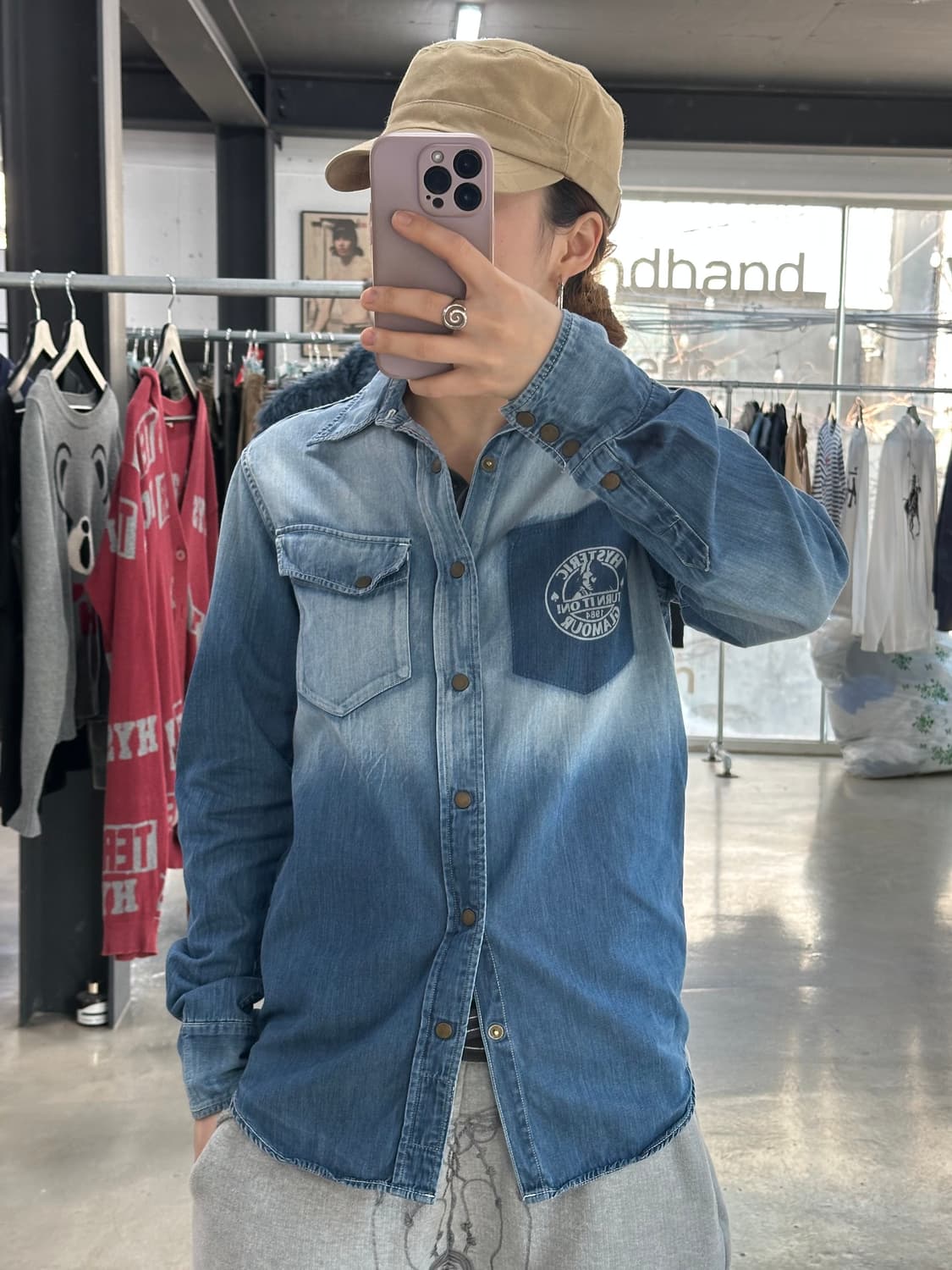 히스테릭글래머 포켓 워시드 데님셔츠 상품이미지1