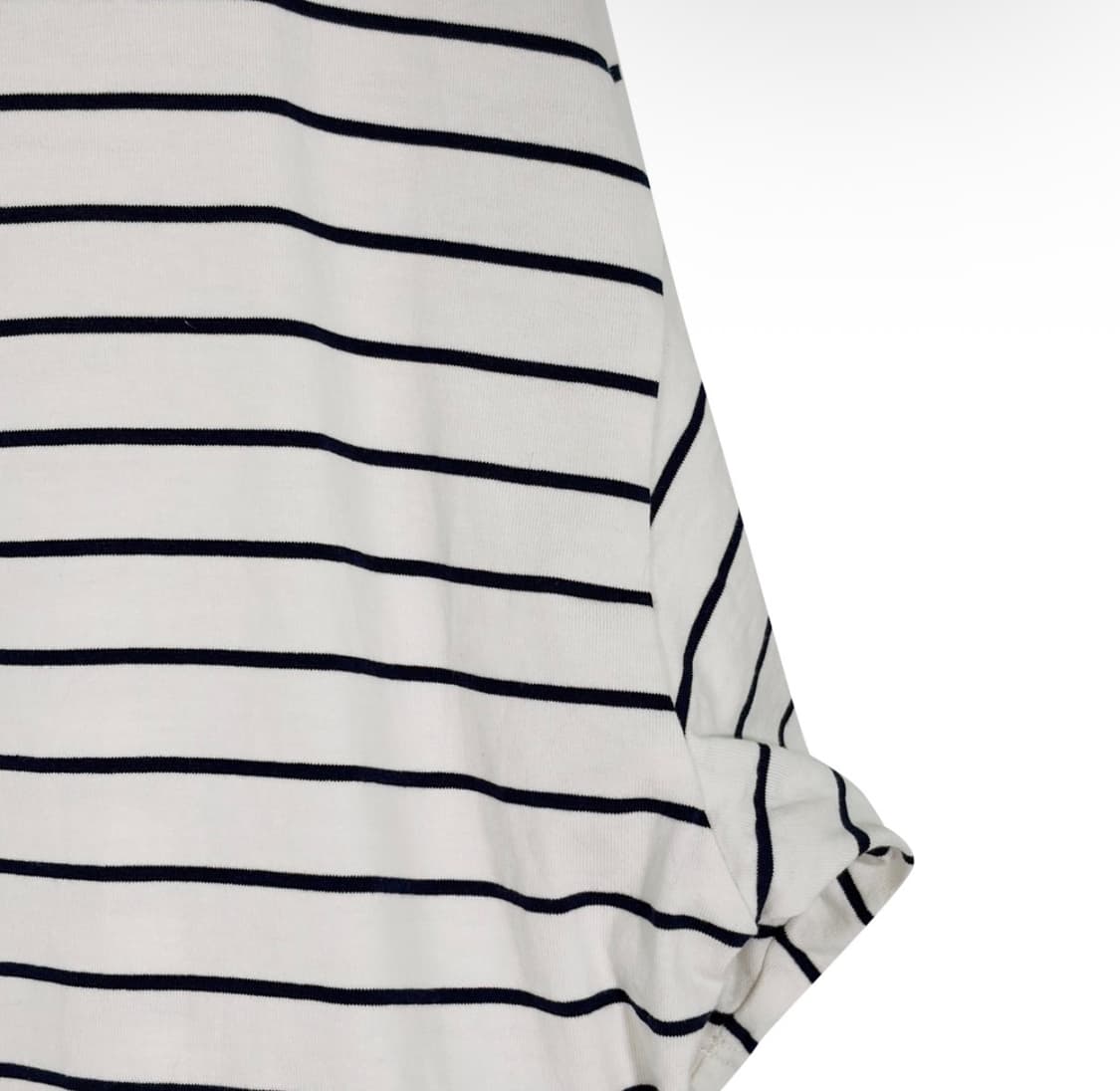 [M] 미우미우 여성 자수 로고 스트라이프 크롭 반팔 티셔츠 아이보리 상품이미지6