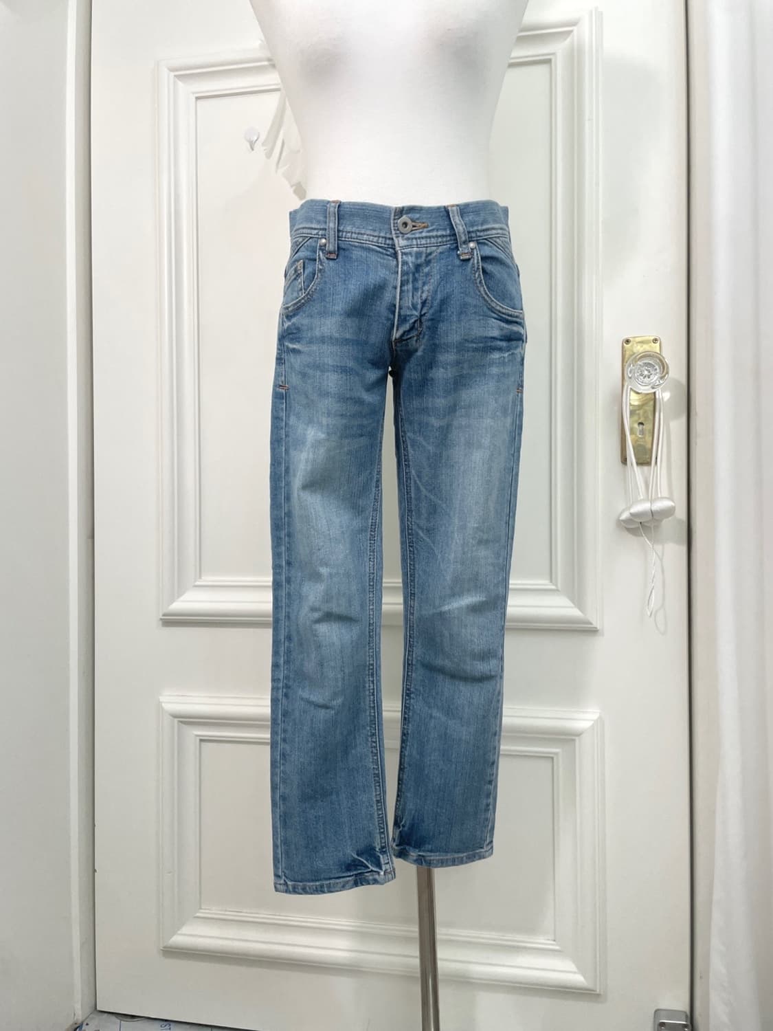 blue denim back bow pocket denim pants 상품이미지2