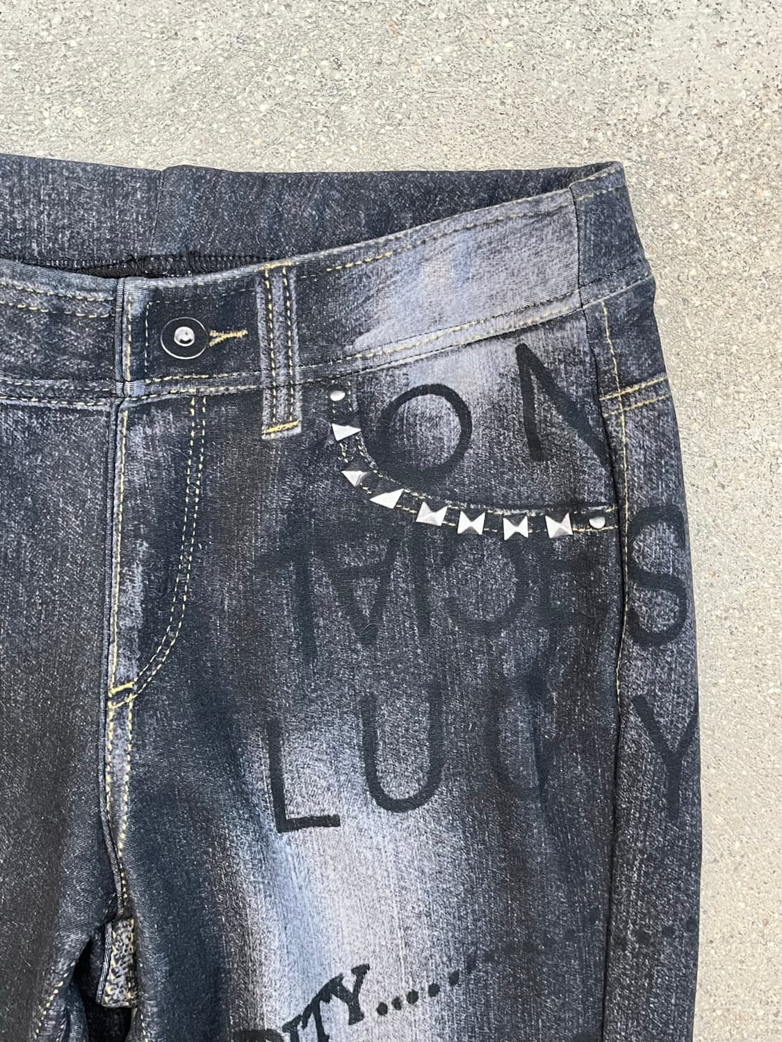 데님 프린팅 레깅스 팬츠 상품이미지4