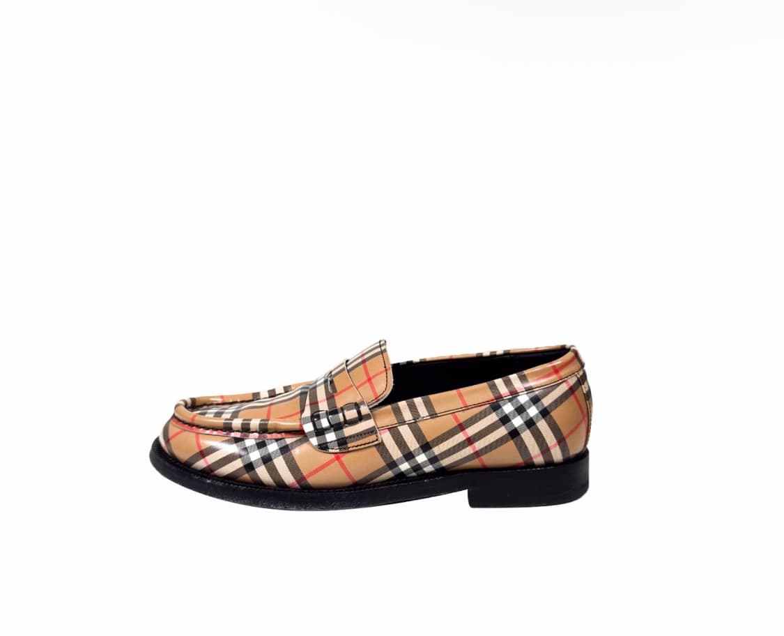 [40] 고샤 루브친스키 x 버버리 남성 아카이브 체크 플랫 로퍼 베이지 상품이미지2