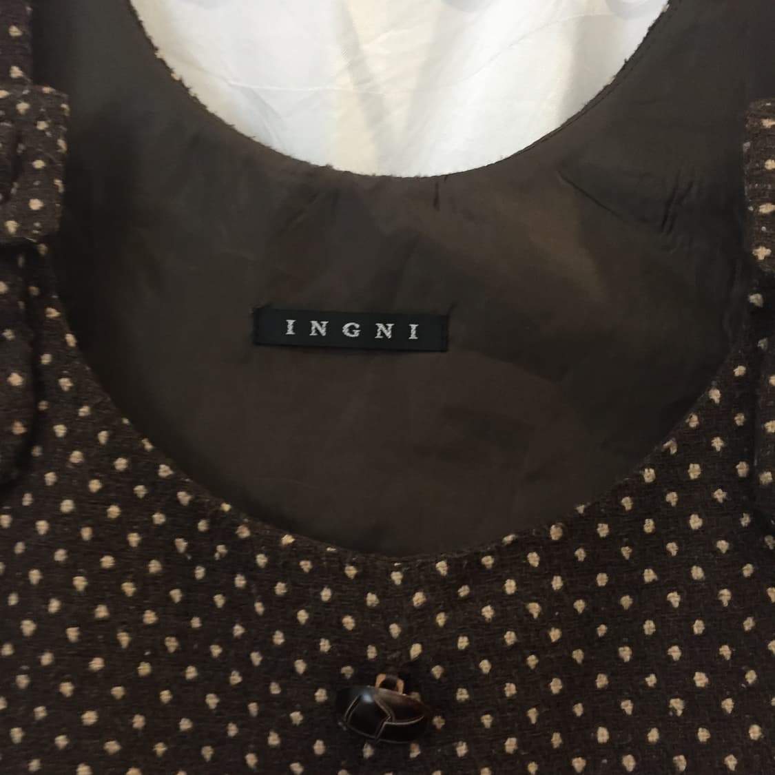 Ingni 잉그니 라떼갸루 하구미 브라운 도트 원피스 상품이미지4