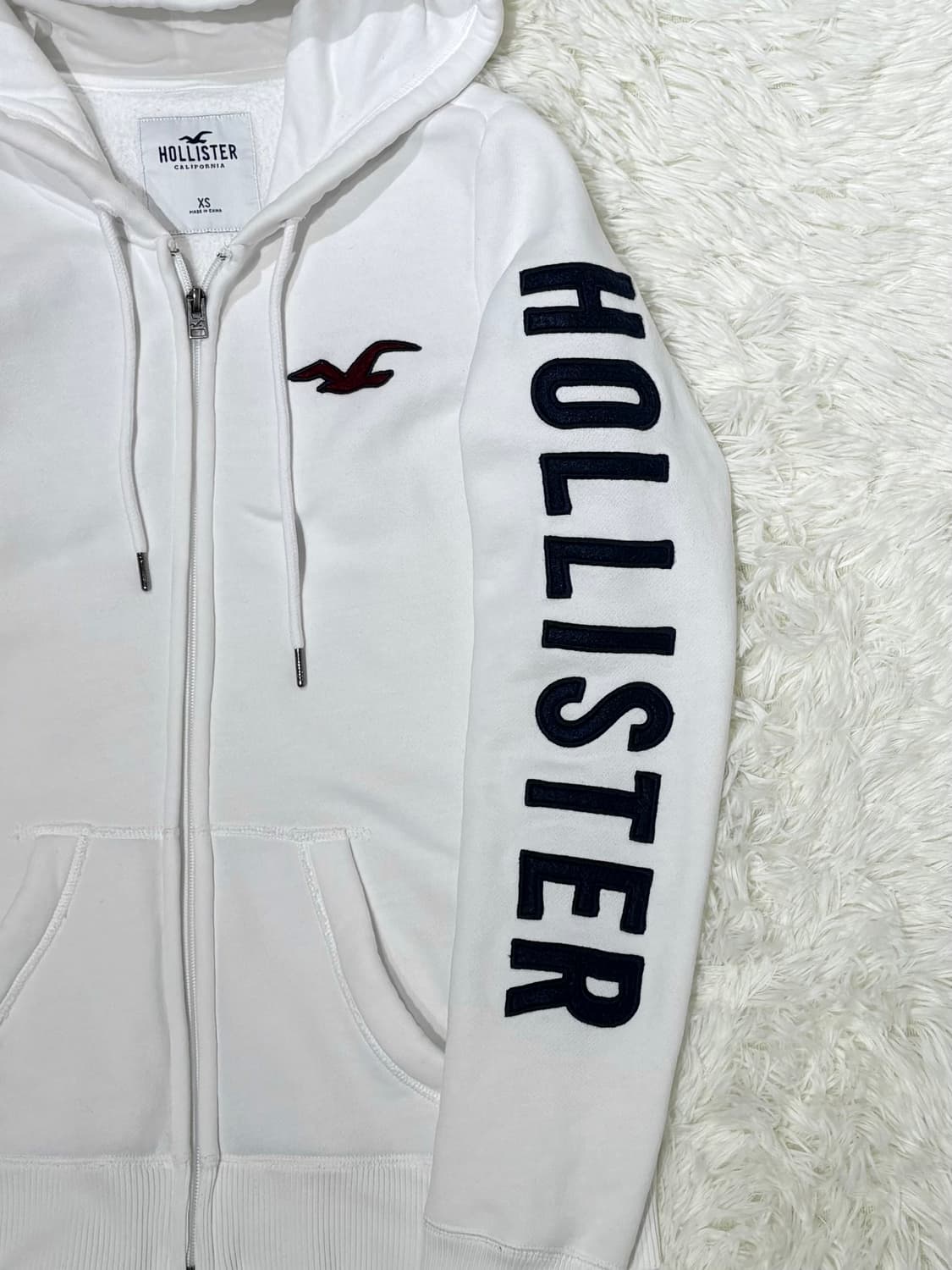 홀리스터 사이드로고 화이트 후드집업 상품이미지5