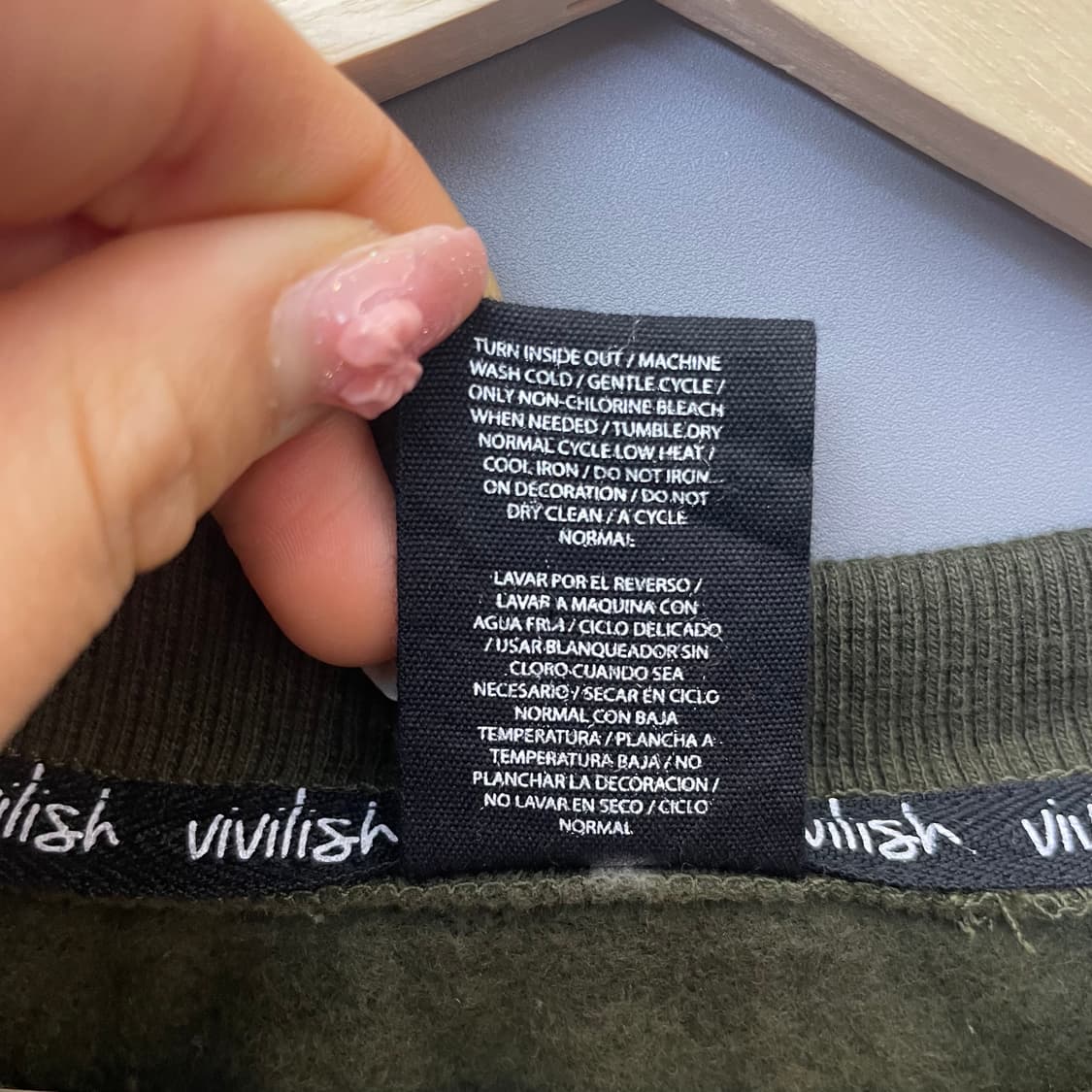 빈티지 카키 프린팅 기모 맨투맨 상품이미지6