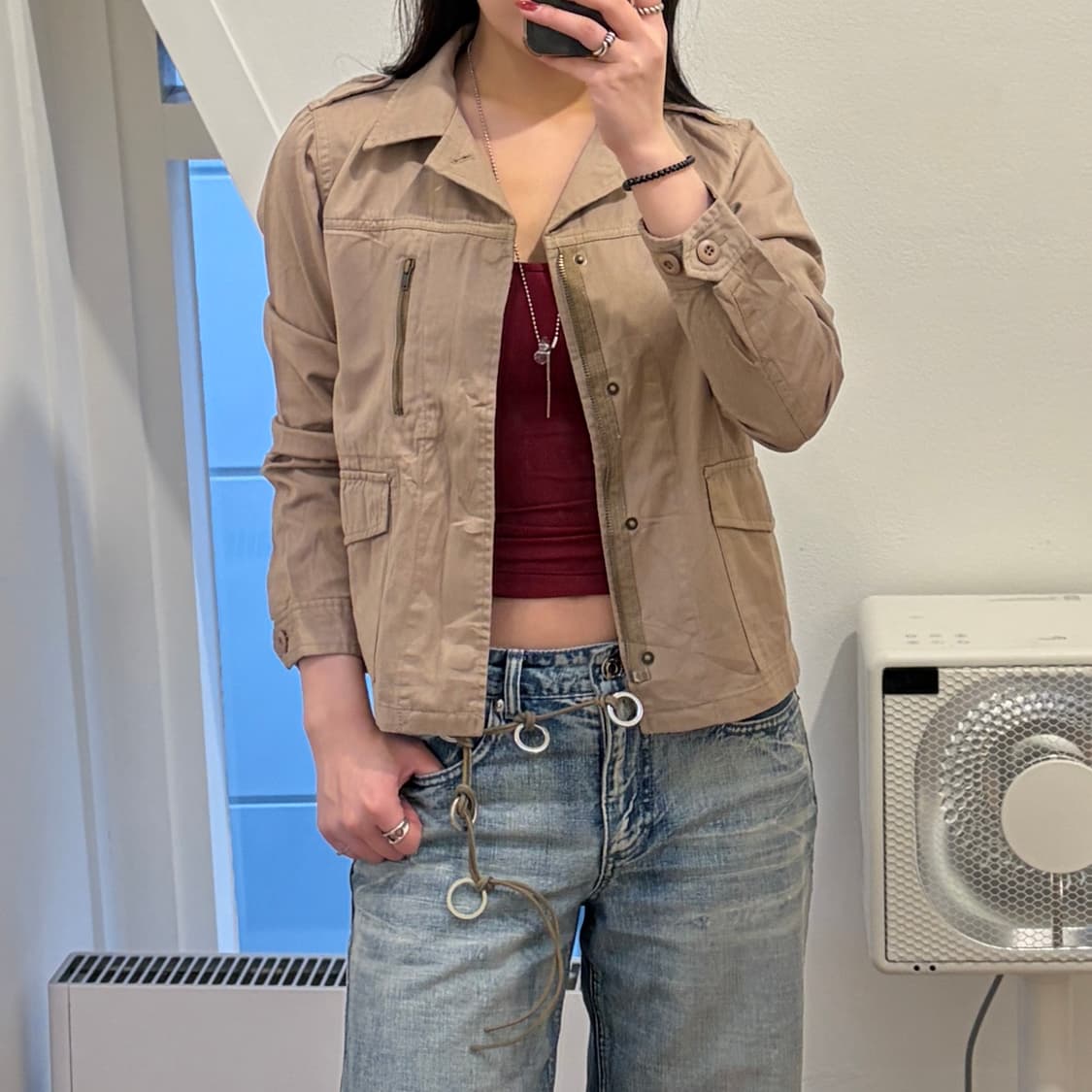 베이지 밀리터리 코튼 자켓 상품이미지3