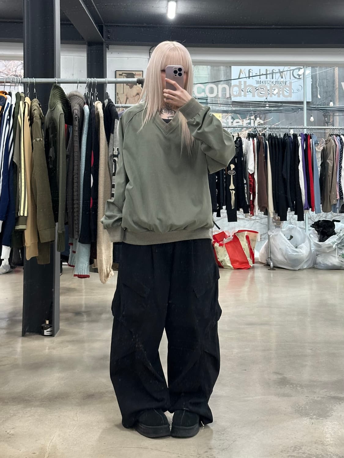 00‘s 나이키 올드스쿨 카키 웜업 긴팔 상품이미지2