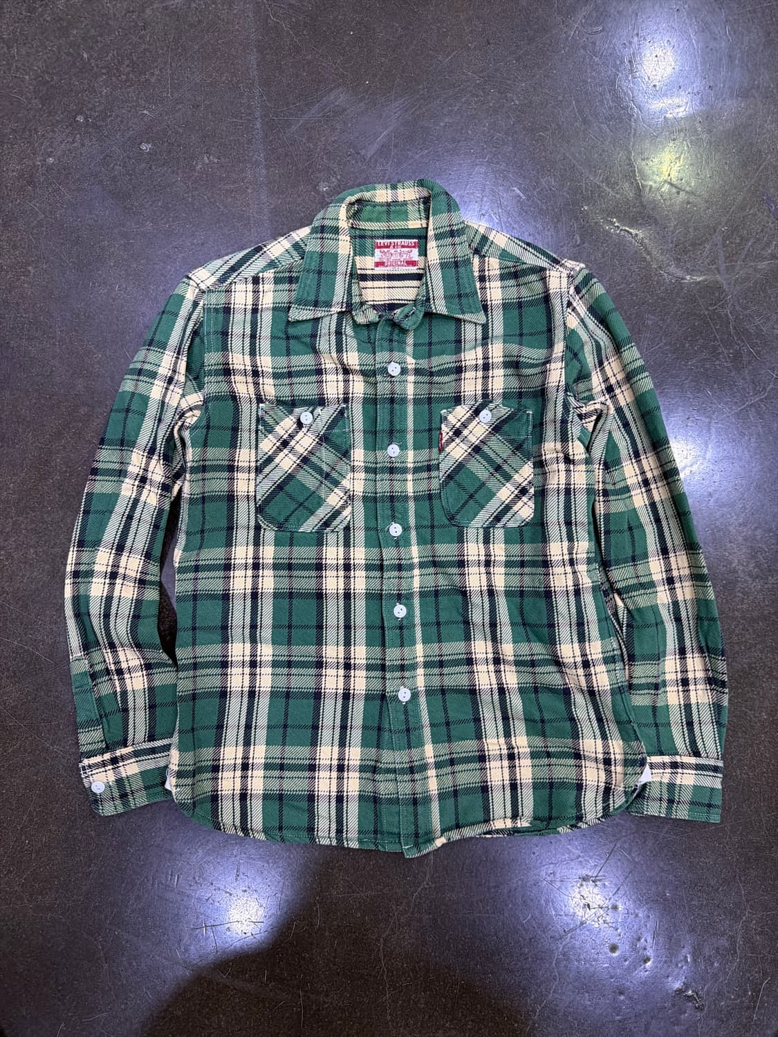 리바이스 헤비코튼 플란넬 그린 체크셔츠 M 상품이미지1