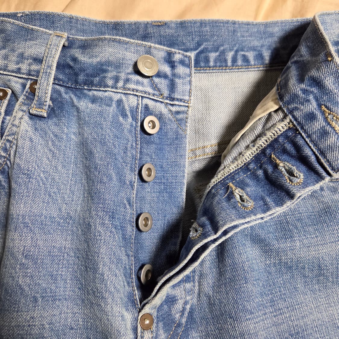 [2] 비헤비어 522c 셀비지 데님팬츠 블리치 / 연청 중청 코모리 상품이미지4