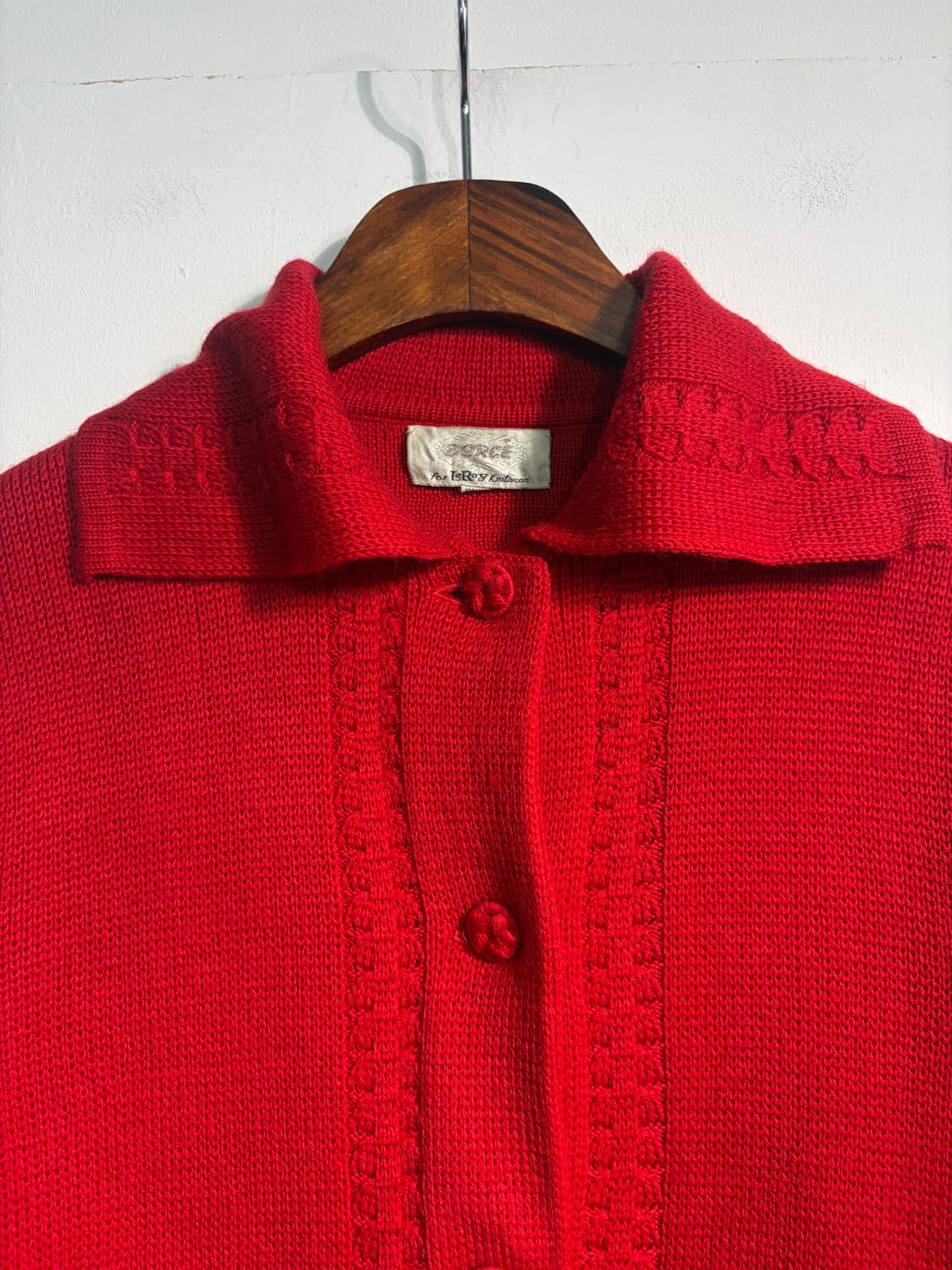 울 100% 레드 니트 가디건 L wool 100%  상품이미지6
