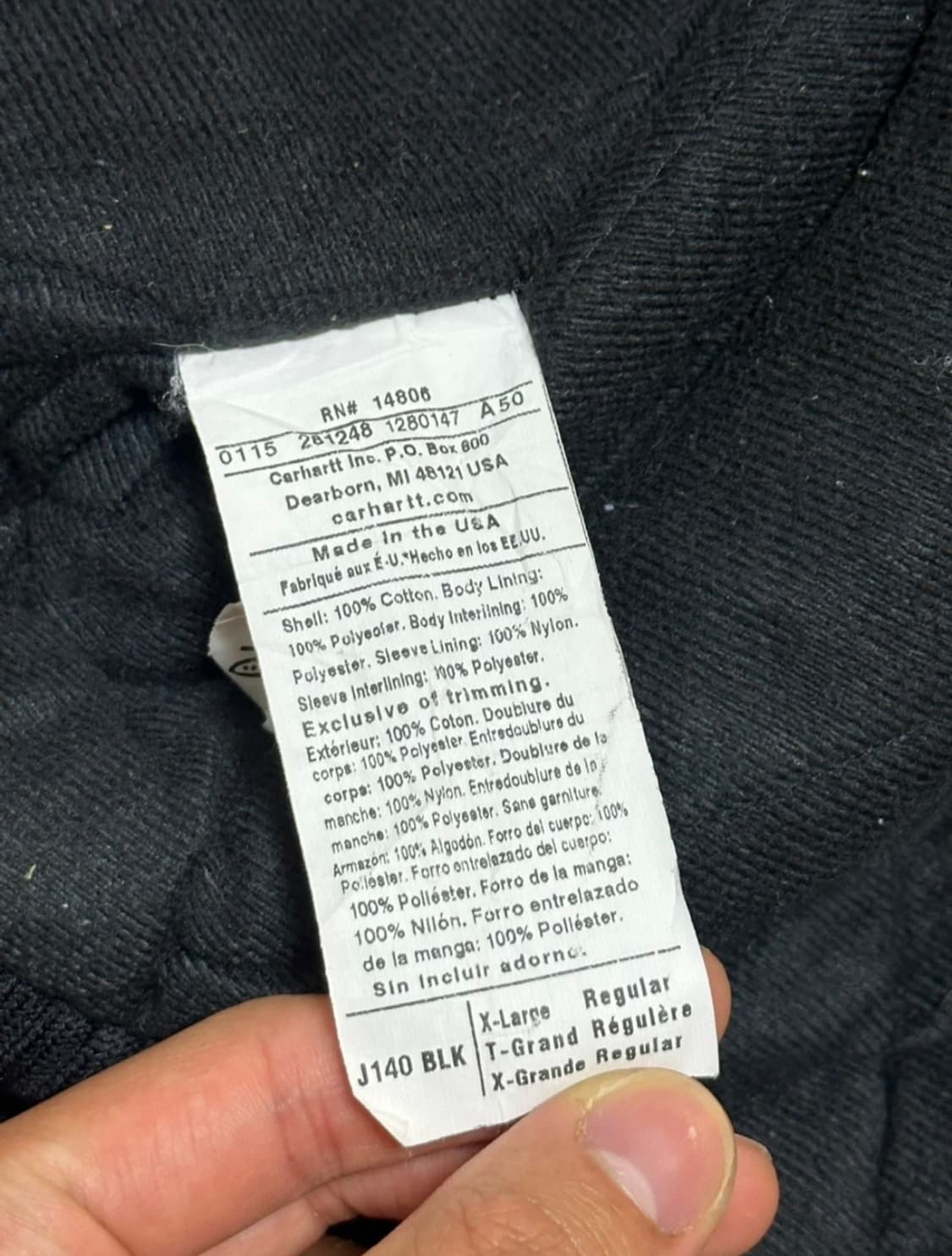 칼하트 J140 블랙 후드 자켓 XL 상품이미지2