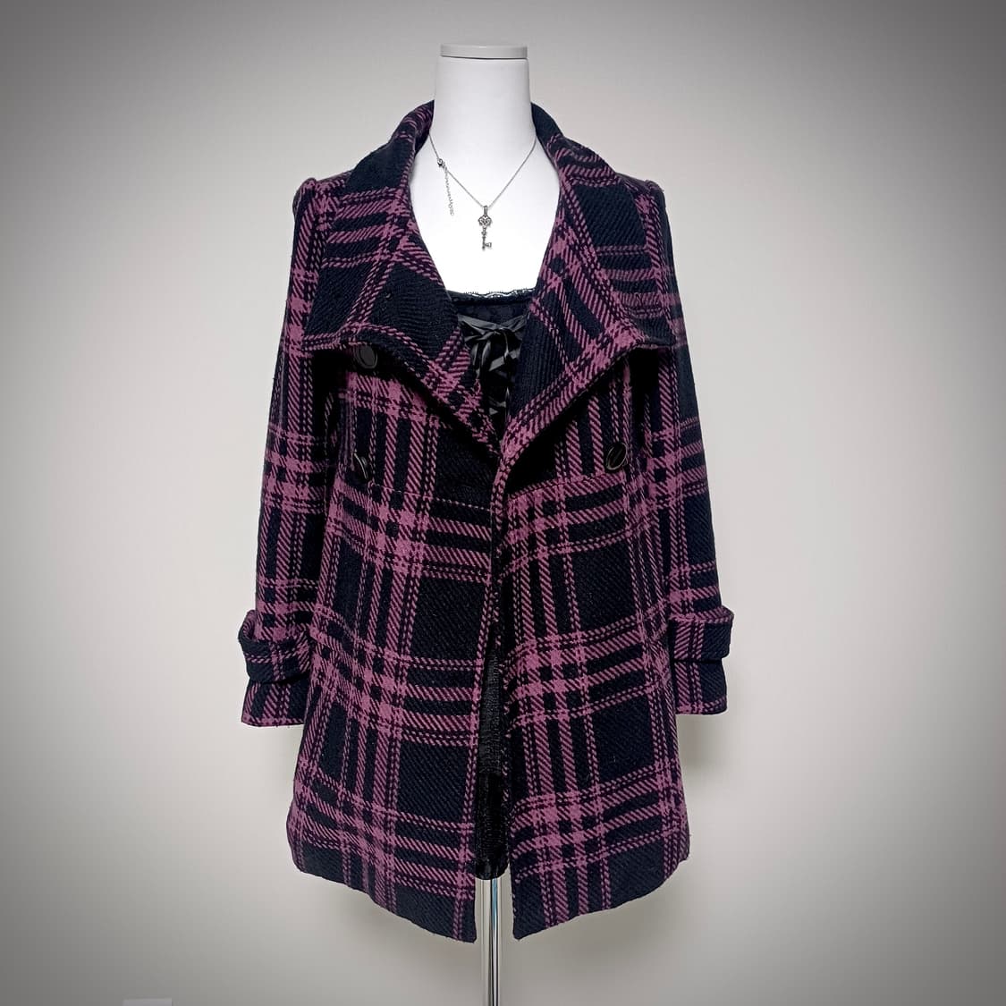 INTER PLANET 핑크 체크 코트 펑크 키치 갸루 y2k 상품이미지1