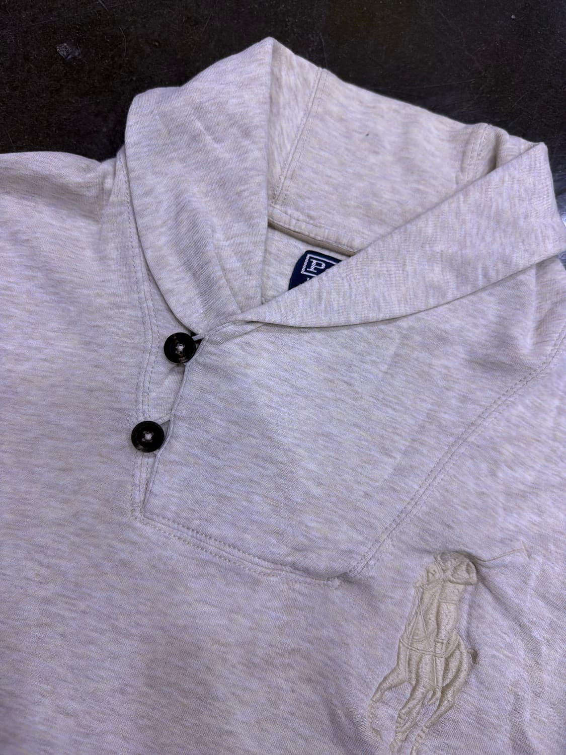 폴로 랄프로렌 빅포니 자수 코튼 숄카라 엘보 패치 티셔츠 M 상품이미지3