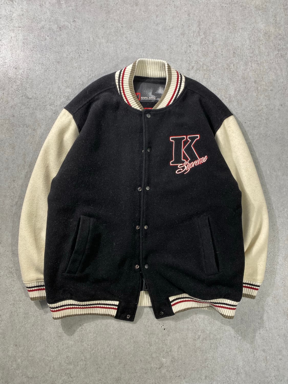 [L] 90-00s Karl Kani 칼카니 올드스쿨 울 바시티 자켓 상품이미지3