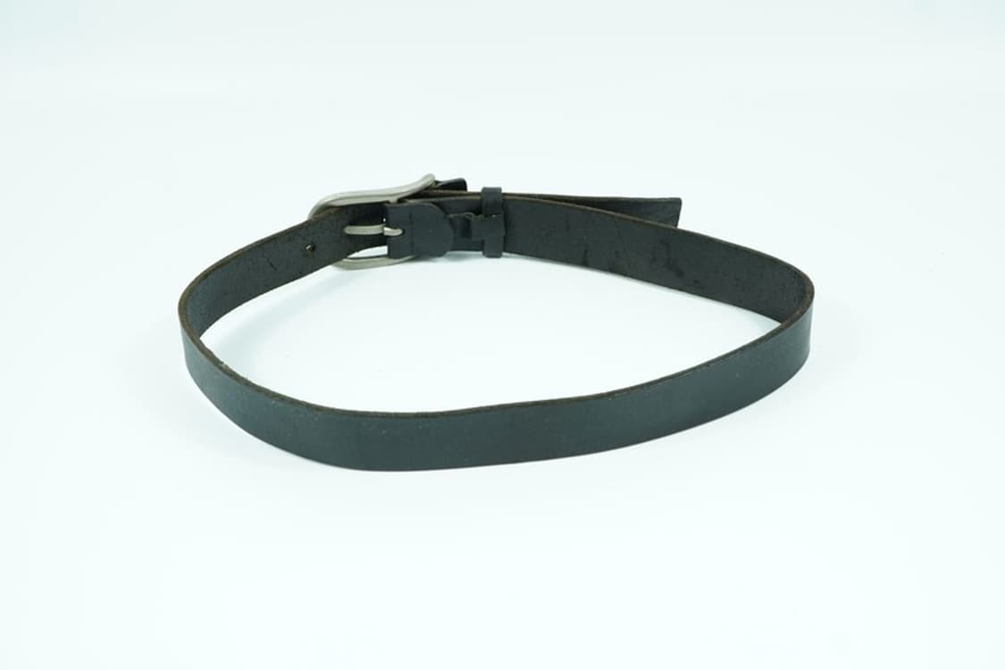  톰보이 미니멀 실버 버클 블랙 리얼 레더 빈티지 벨트 상품이미지3