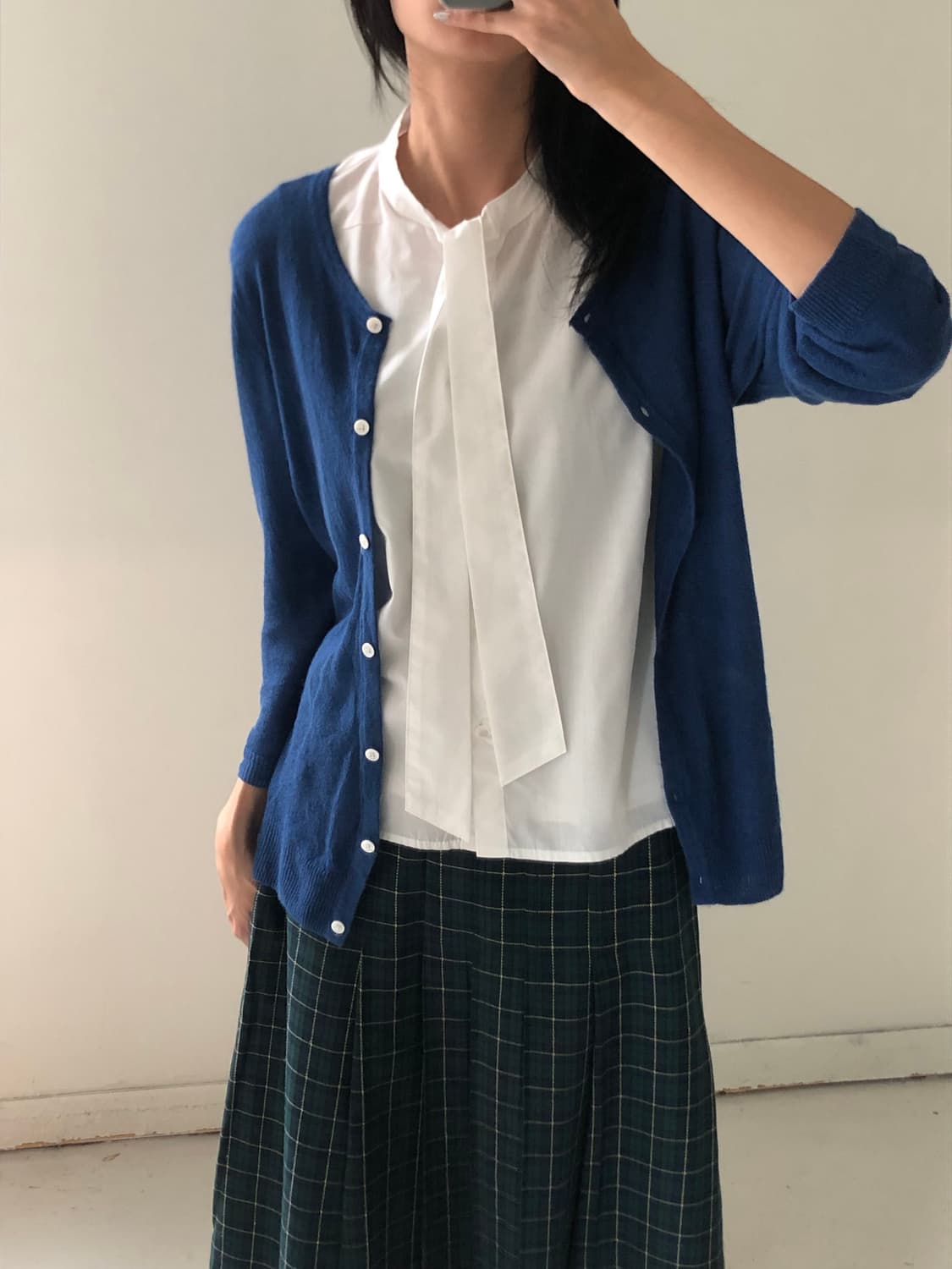 일본빈티지 화이트 타이넥 블라우스 상품이미지5