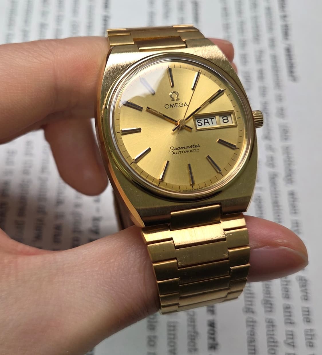 레어] 빈티지 오메가 씨마스터 고구마 데이데이트 올금장 뻐뻐시 브레이슬릿 상품이미지5
