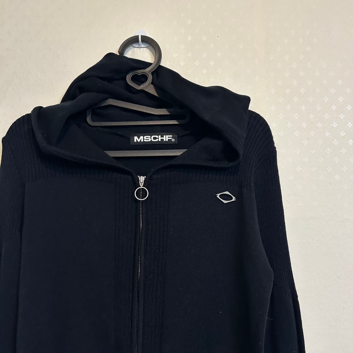 미스치프 롬버스 니트 후드 집업 니티드 후드 블랙 M  상품이미지5