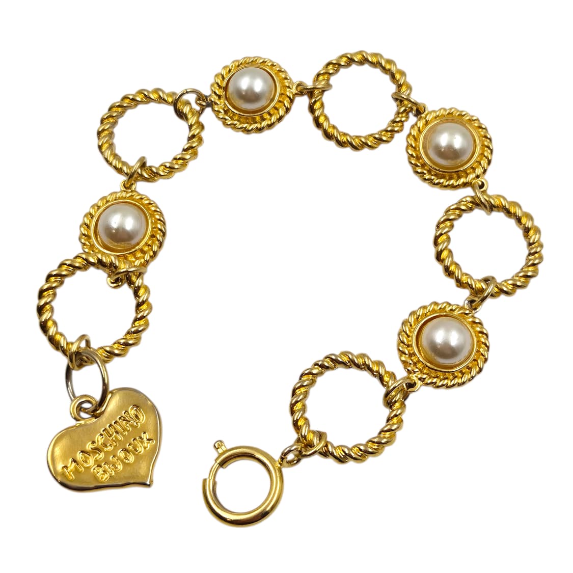 90s 모스키노 비쥬 진주 사슬 하트 팔찌 상품이미지1