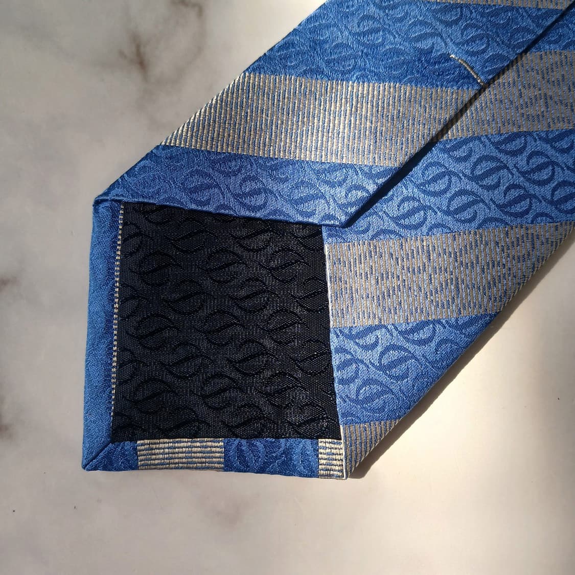 에스.티. 듀퐁 실크 블루 로고 패턴 넥타이 8cm S~A+등급 E823 상품이미지8