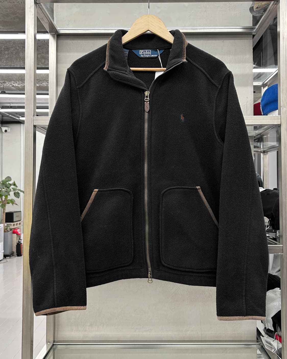 폴로 랄프로렌 00s 폴라텍 플리스 헤링턴 자켓 블랙 상품이미지1