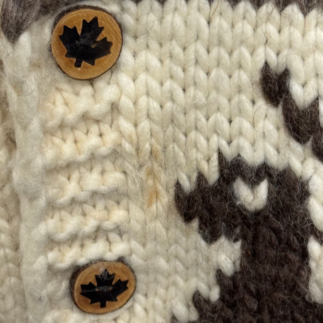 카나타 캐나다 오리지널 순록 패턴 나무 단추 헤비 울 코위찬 N226 상품이미지7