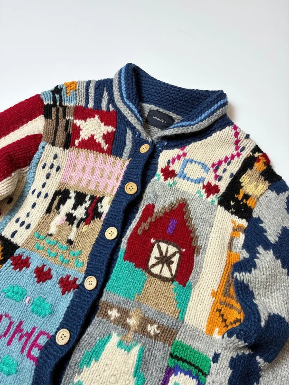IMAGINE 80's 핸드메이드 멀티 니트 가디건 PN8543 상품이미지2
