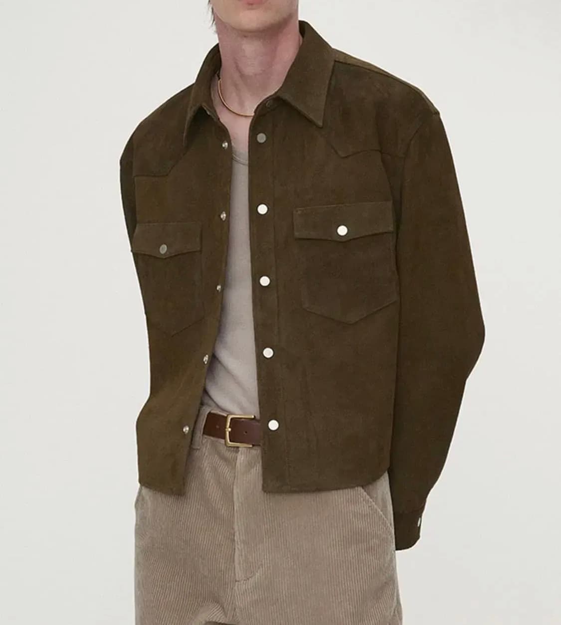 토니웩 스웨이드 크롭 웨스턴 자켓 올리브 브라운 (L) 상품이미지1