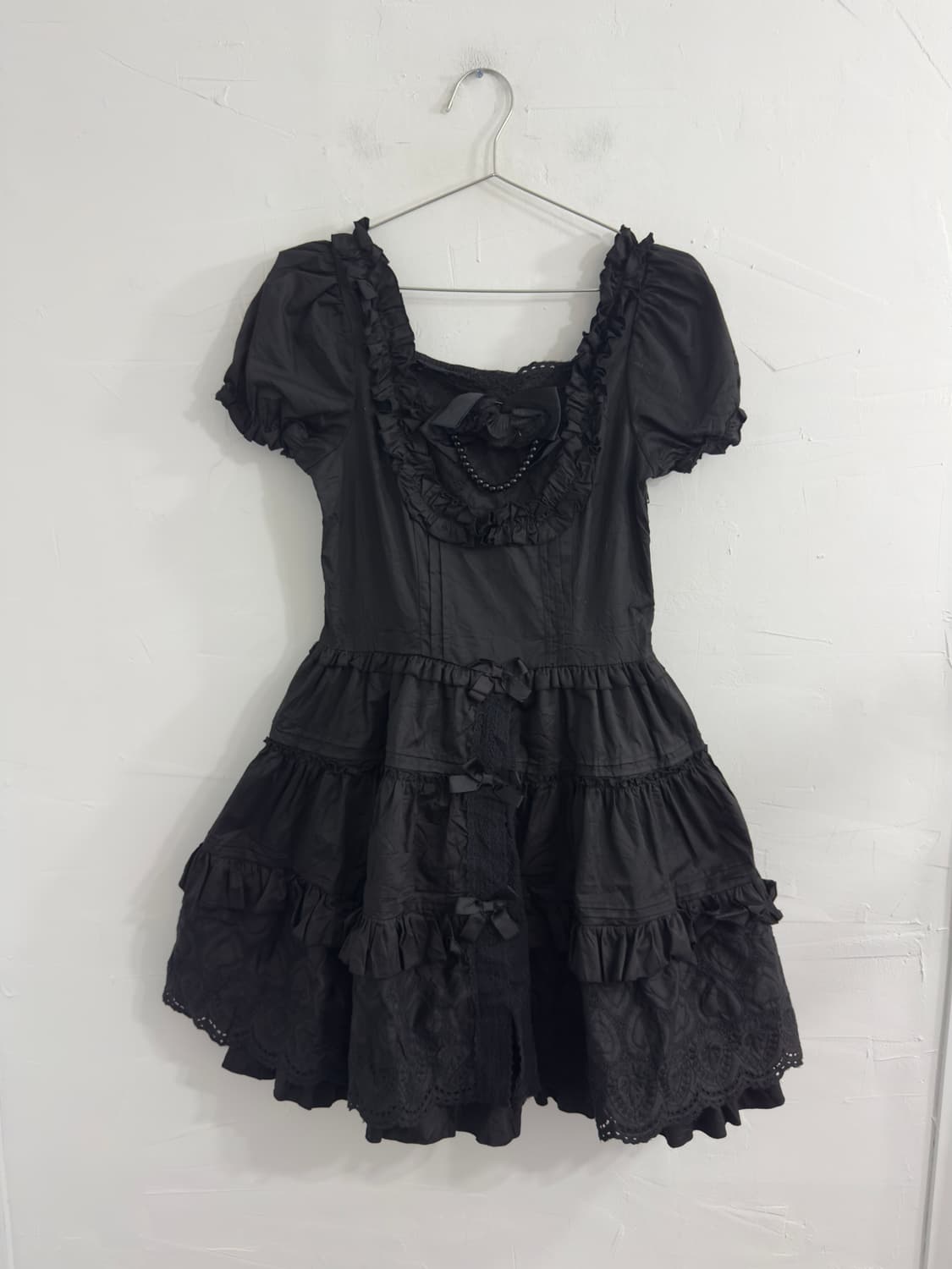 body line goth ruffle ribbon dress 상품이미지1