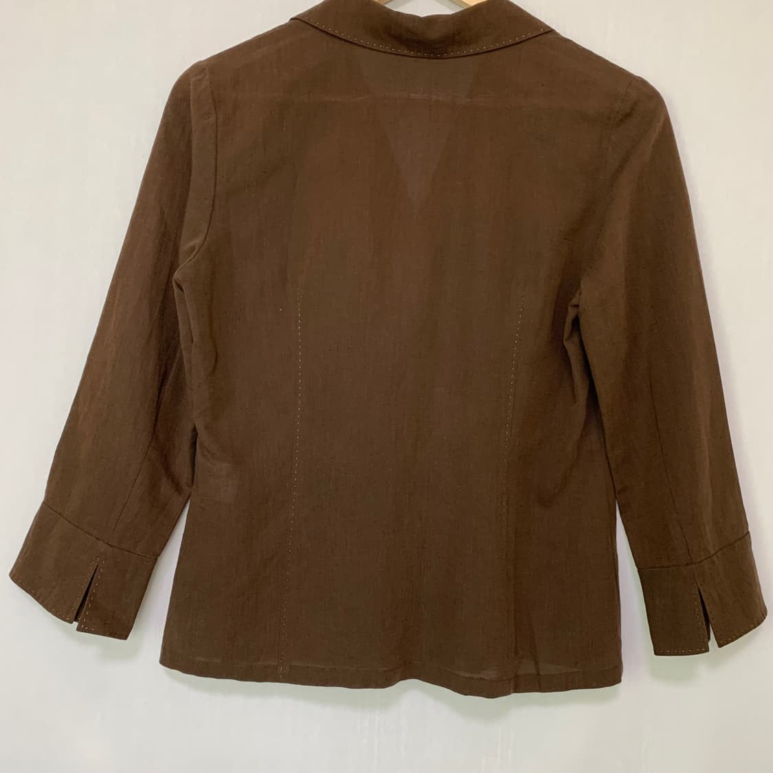 아쿠아스큐텀 브라운 린넨 7부 셔츠 자켓 빈티지 여성 상품이미지4