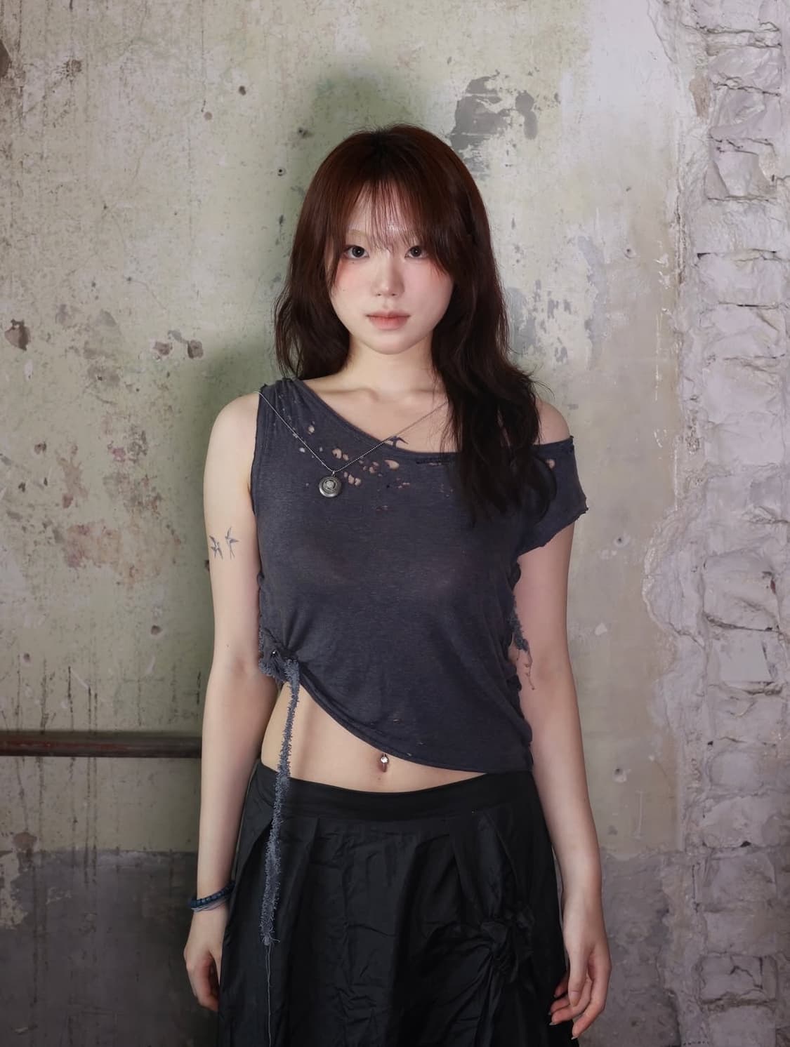 One shoulder button sleeveless- vintage  상품이미지3