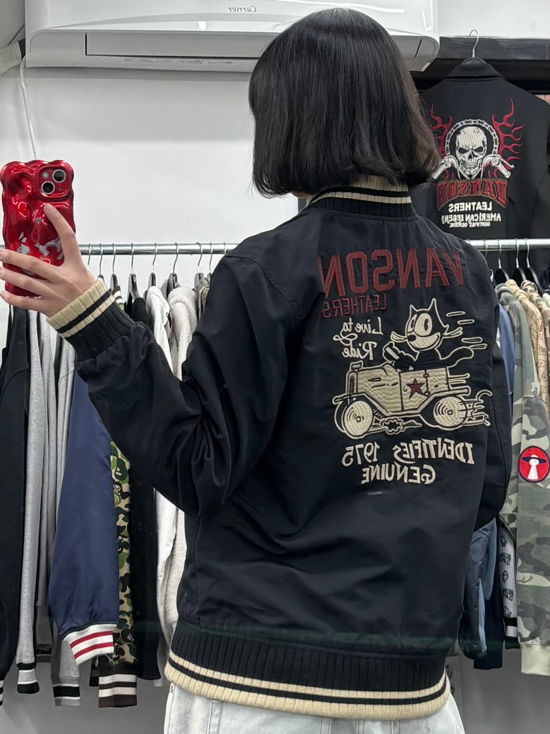 밴슨 레더 펠릭스 리버시블 블루종 자켓 상품이미지9