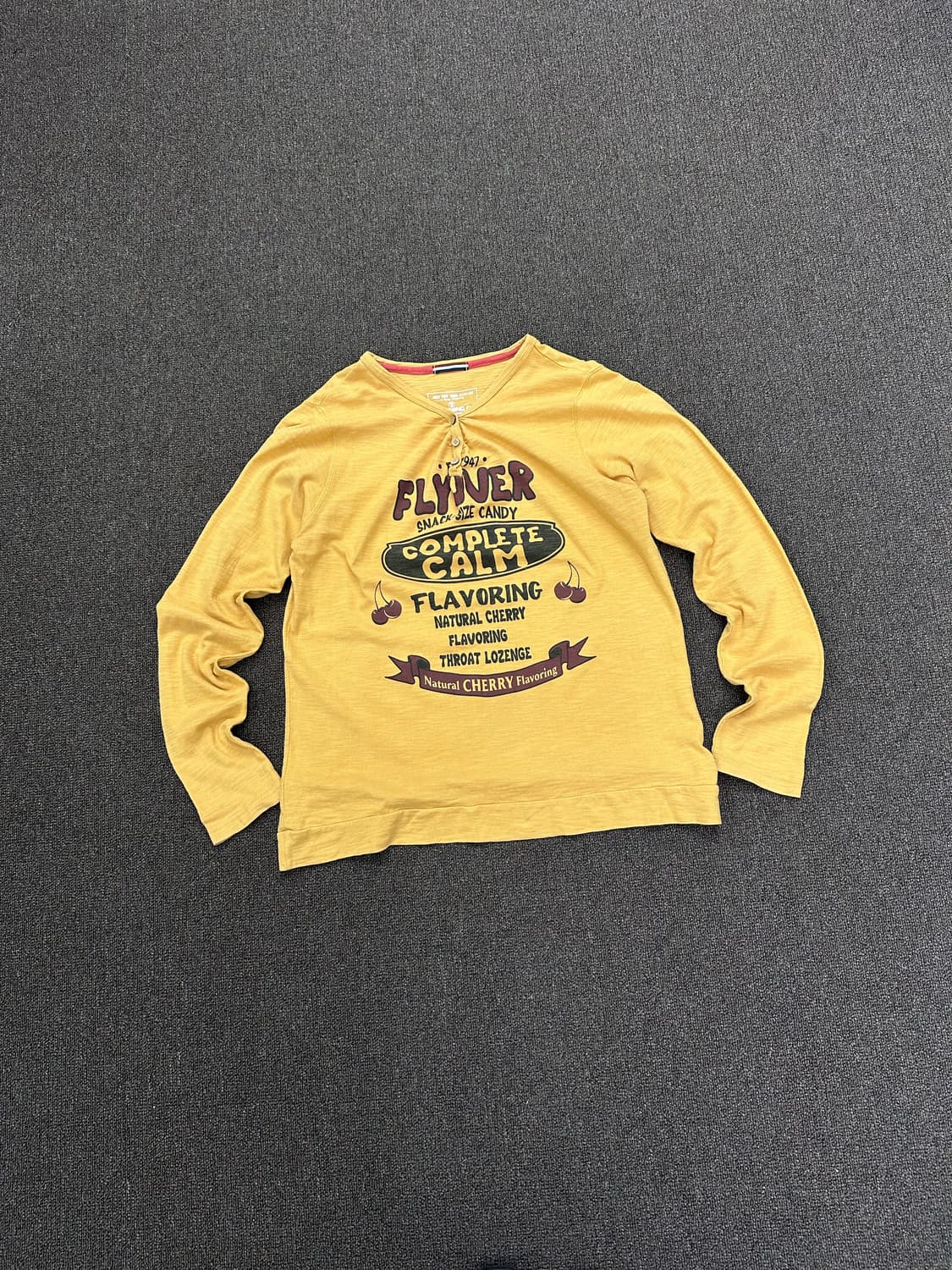 OS)Japanese vintage 헨리넥 옐로우 프린팅 롱슬리브 상품이미지3