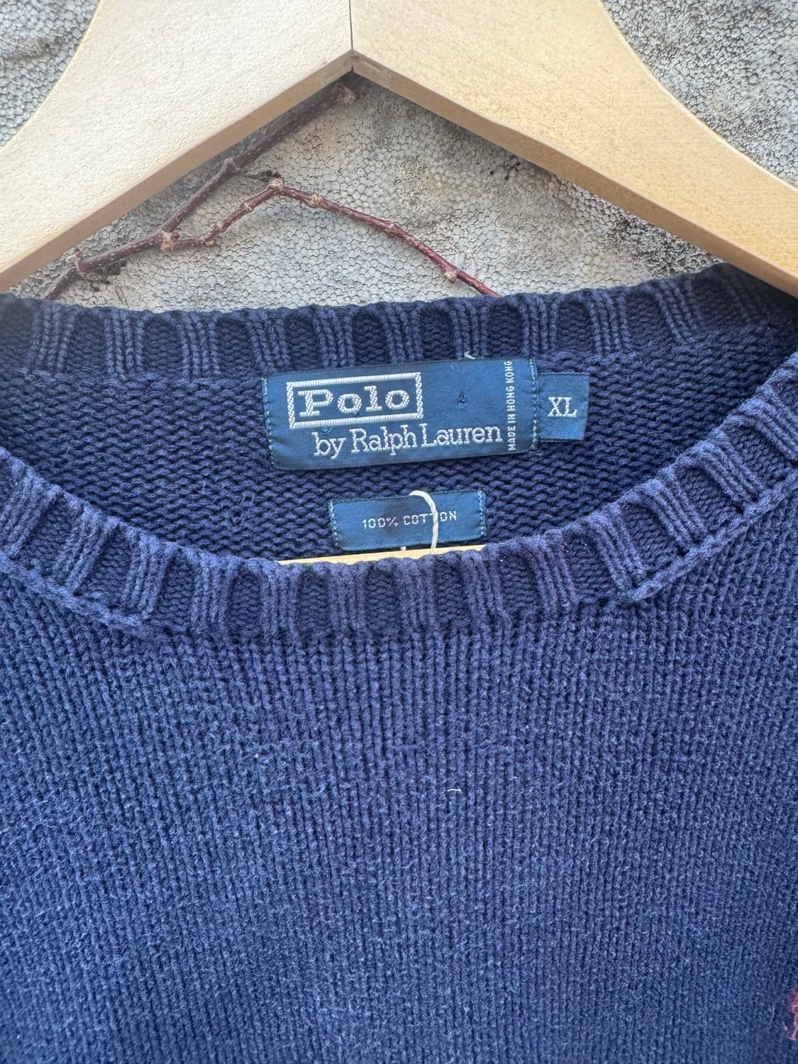 90s 폴로 랄프로렌 빈티지 코튼 니트 네이비 xl 상품이미지4