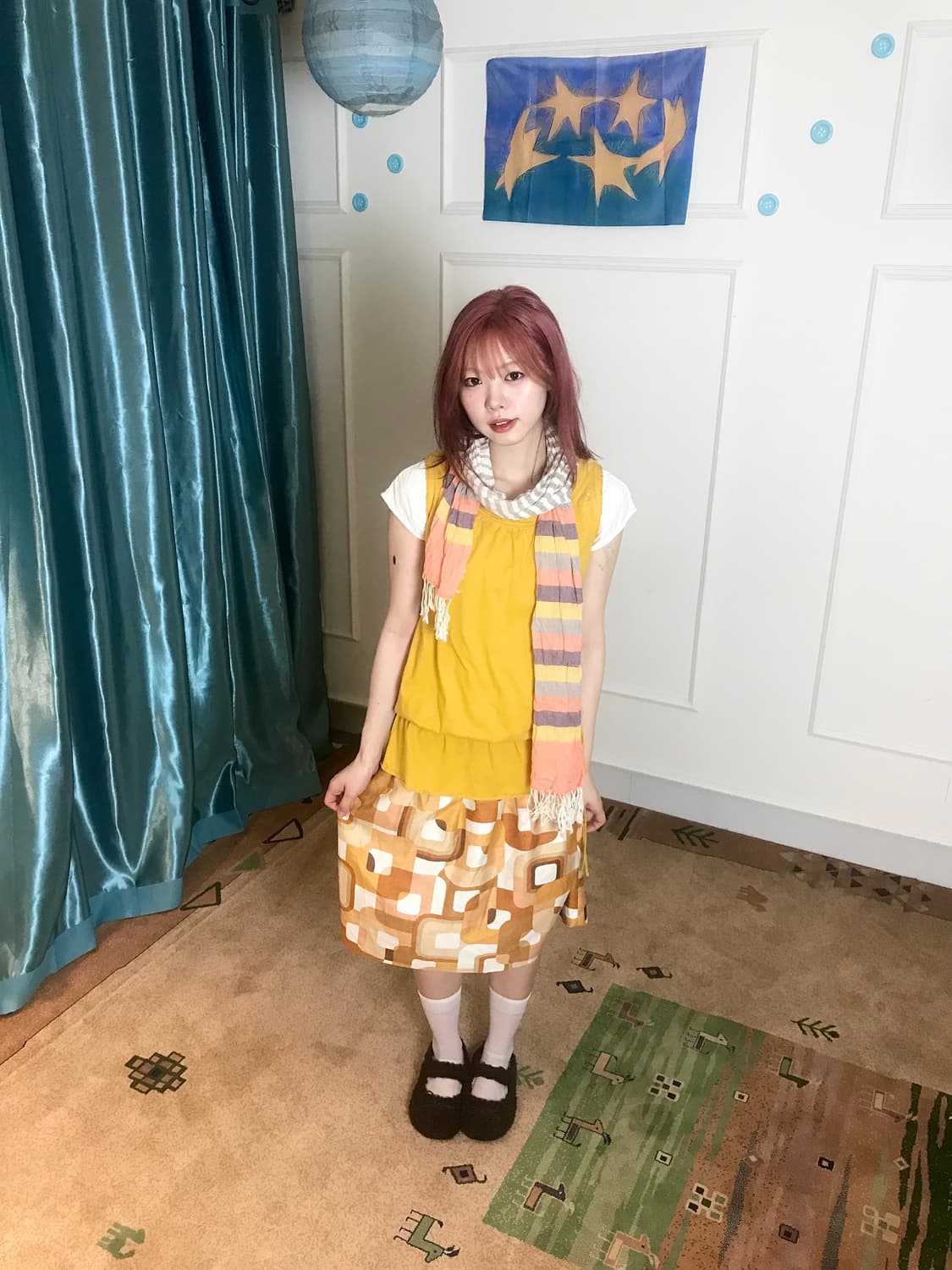 머플러로 색다르게 코디할 수 있는 코디셋𖧧𓂃˖₊💛🐥 상품이미지1
