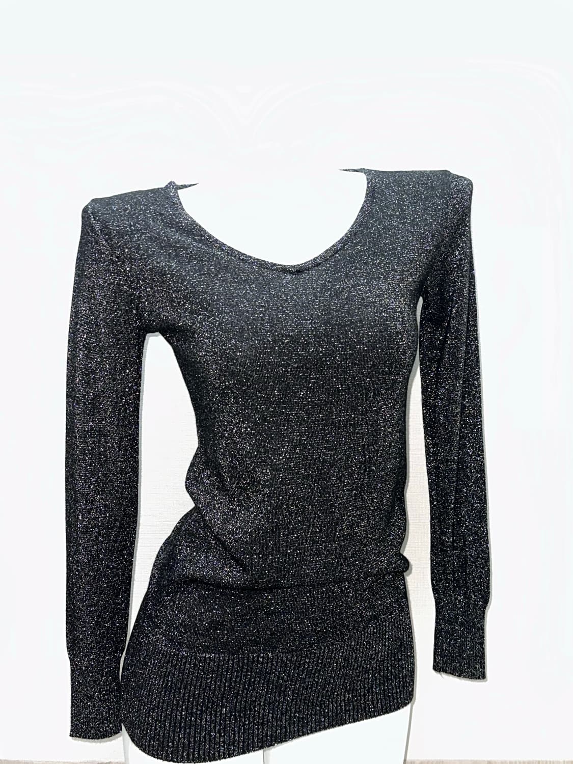 빈티지 블랙 글리터 니트 미니원피스 상품이미지5