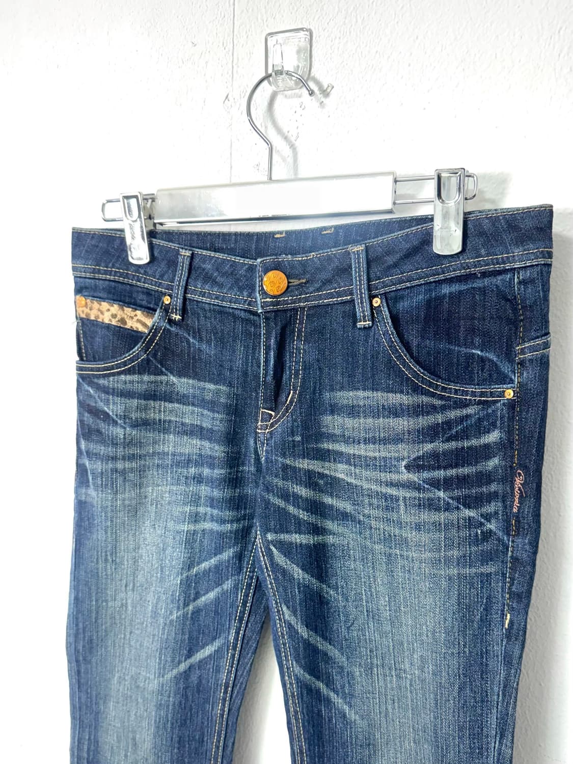 Leopard detail denim boots cut pants 상품이미지2