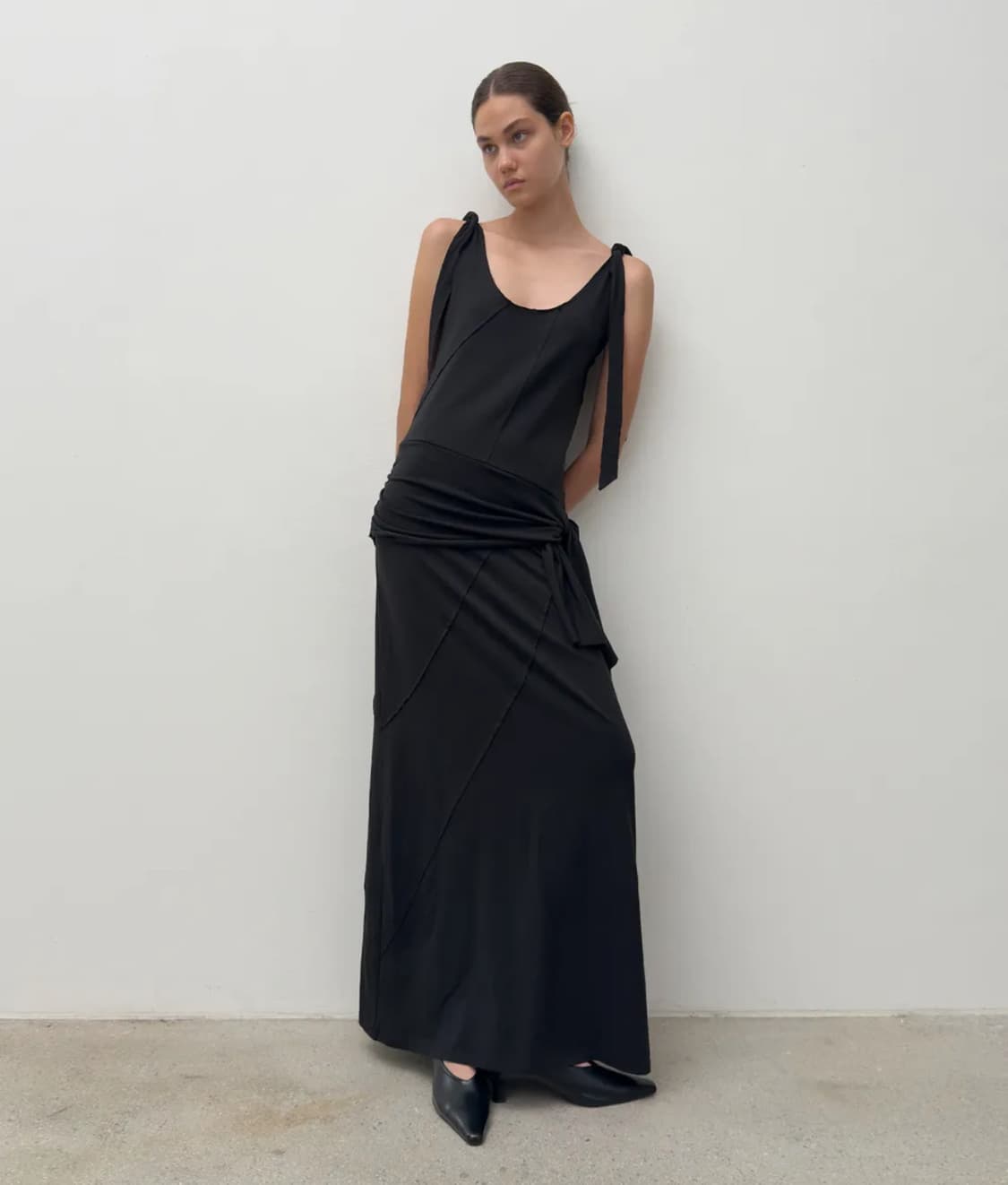 다이애그널 더블 레이어드 롱 드레스 상품이미지1