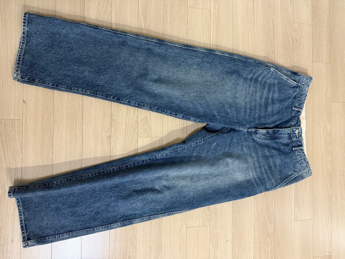 포터리 One Washed Wide Denim (Mid blue)팝니다 상품이미지4
