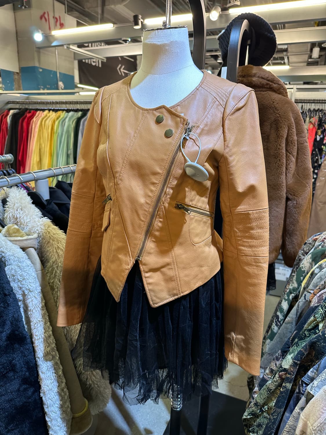 VINTAGE 브라운베이지 라이더자켓 상품이미지1