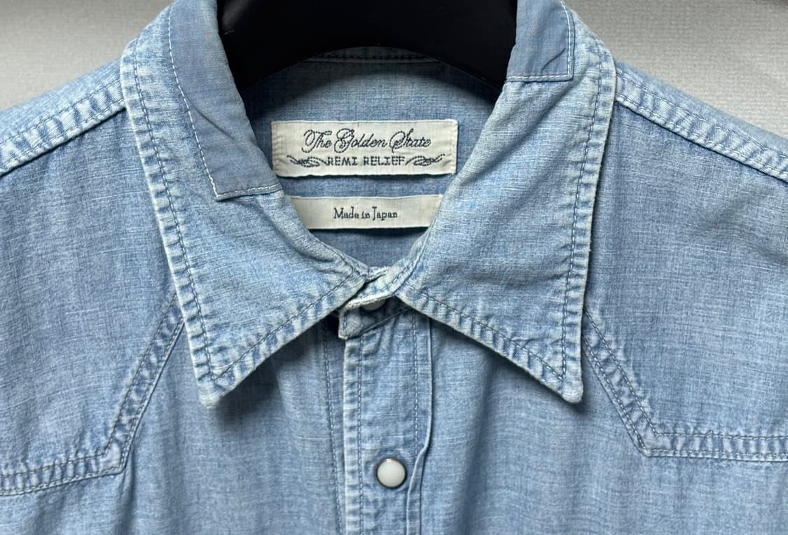 XL) 레미릴리프 데님 리페어 웨스턴 셔츠 상품이미지2
