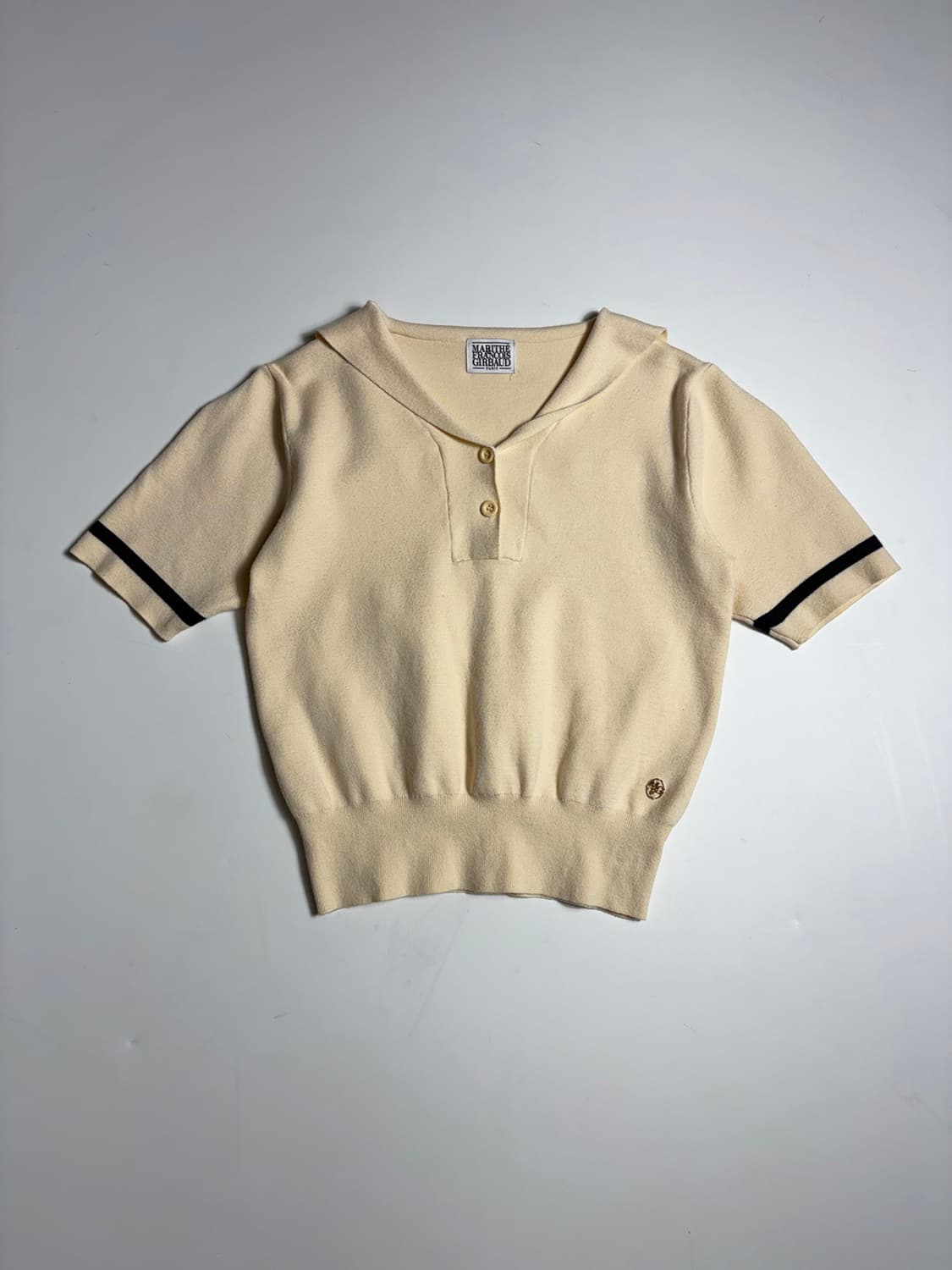 마리떼프랑소와저버 오트밀 세일러 카라 반팔 니트 R2416 상품이미지1
