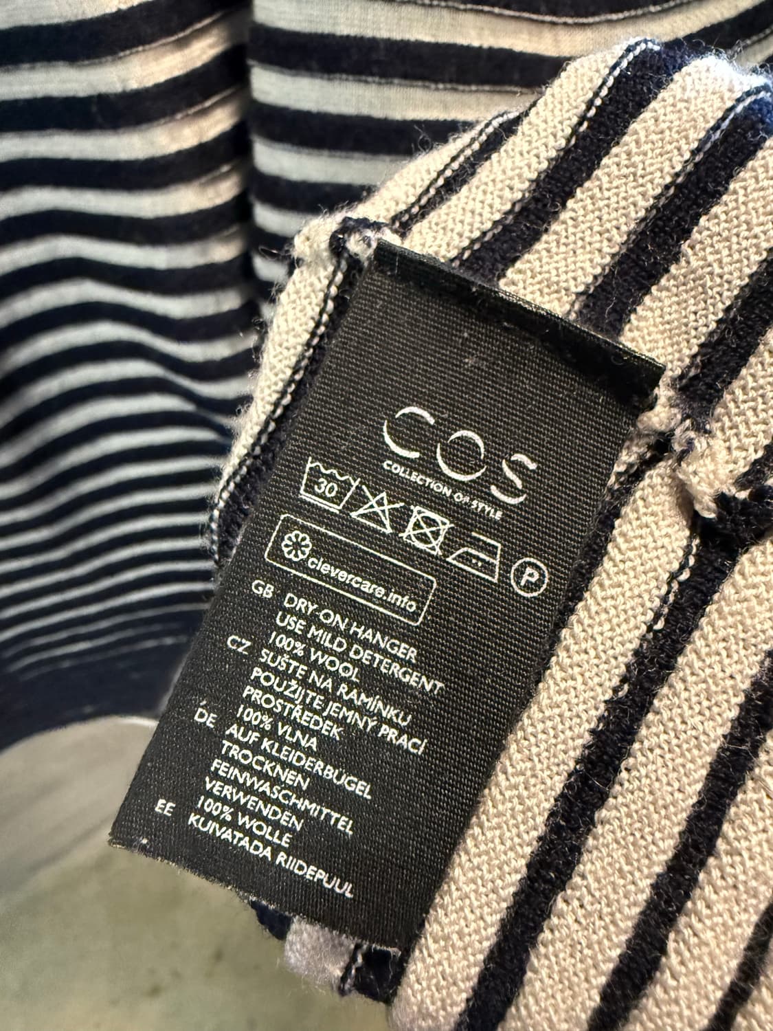 코스 COS 스트라이프 메리노 울 니트 네이비 아이보리 L 상품이미지6