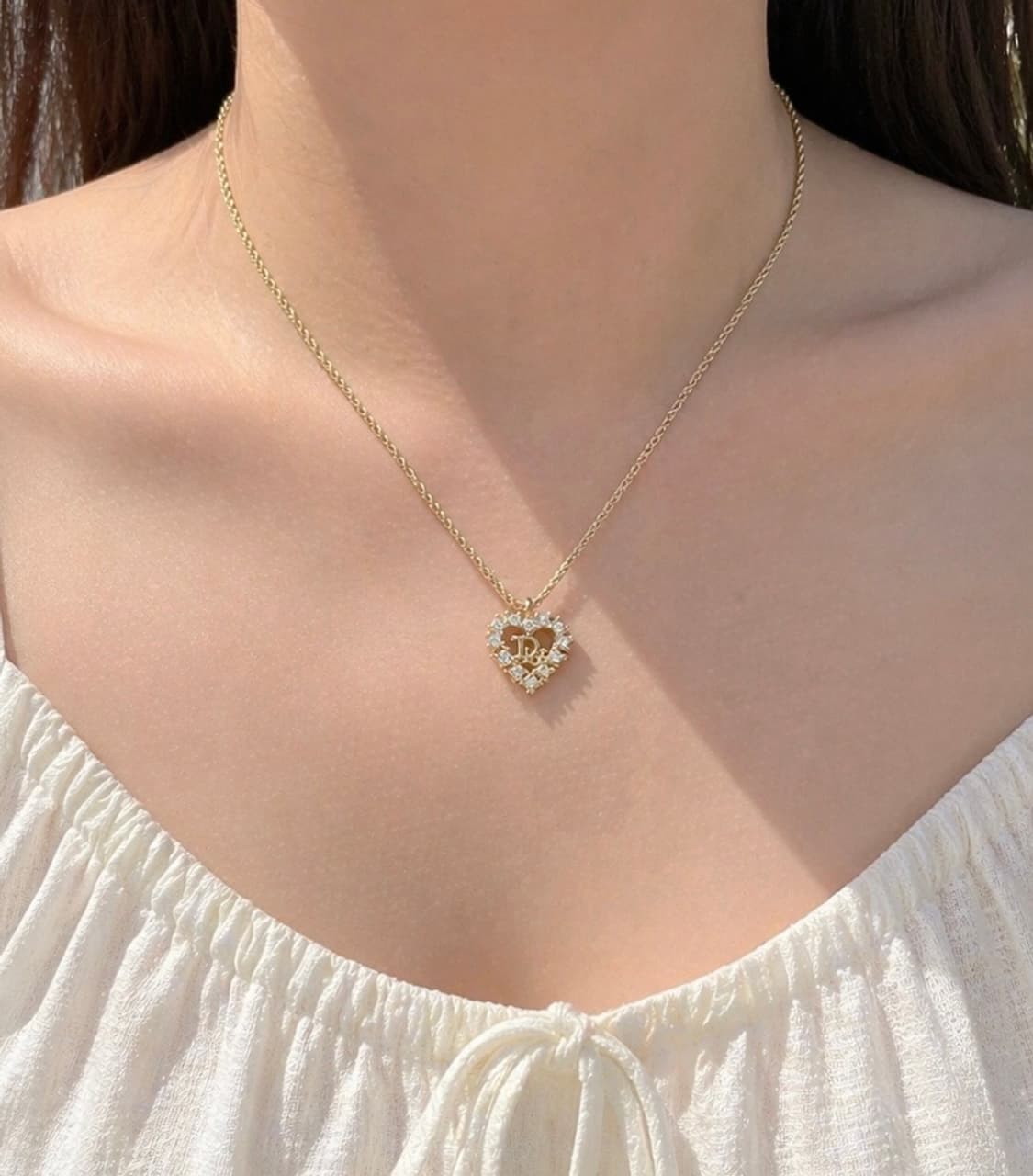 크리스찬 디올 Dior 빈티지 골드 하트 스톤 목걸이 상품이미지1