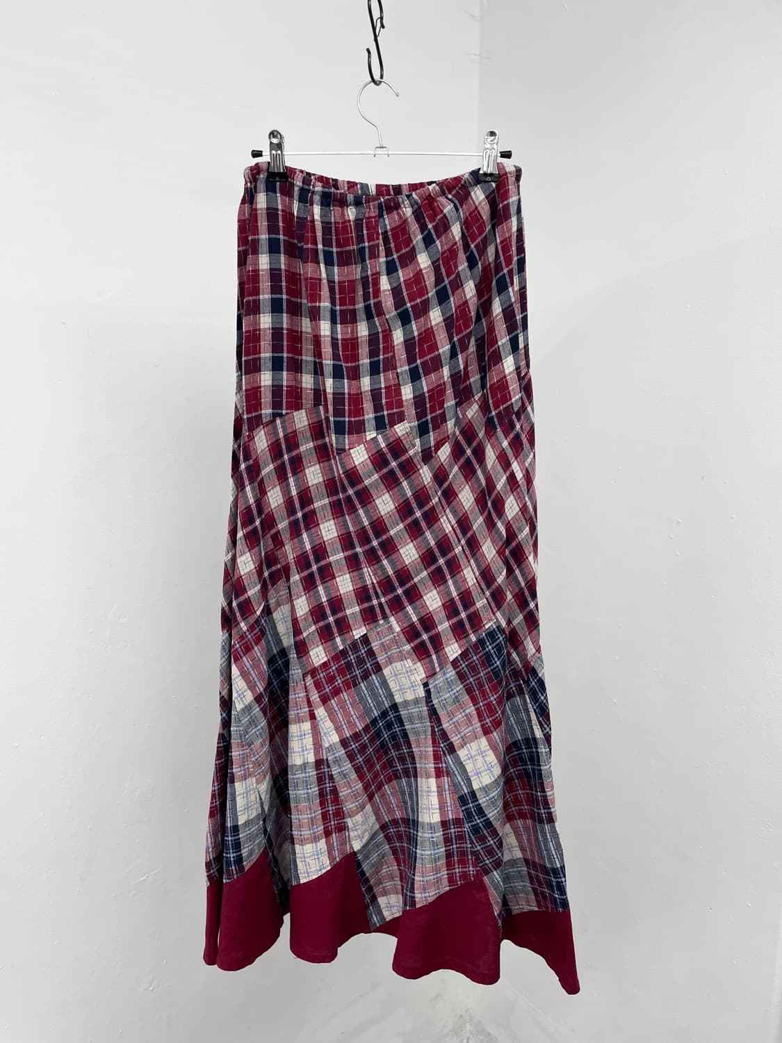 모리 체크 패치 롱 스커트 상품이미지3