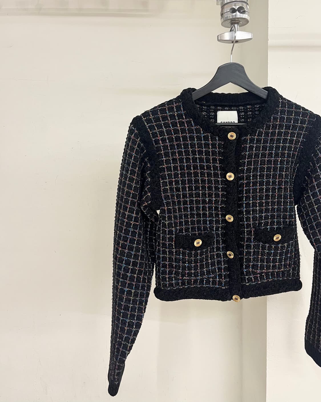 산드로 블랙 크롭드 트위드 자켓 상품이미지3
