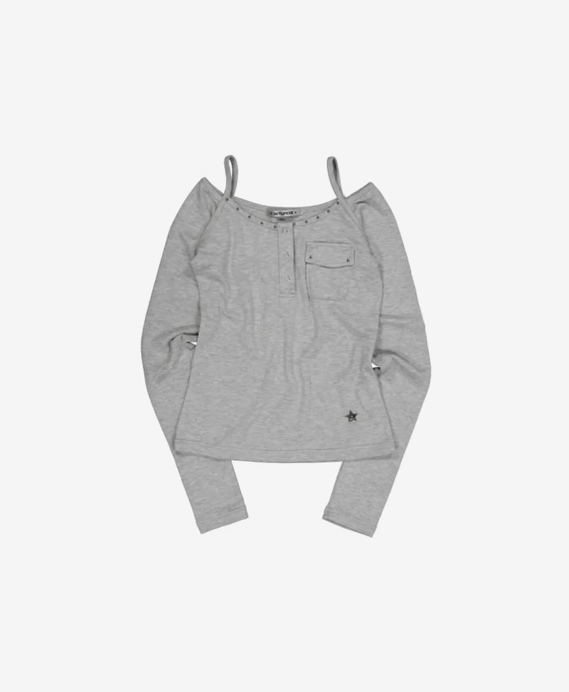 셋업이엑스이 레이어드 슬리브티 멜란지그레이  상품이미지2