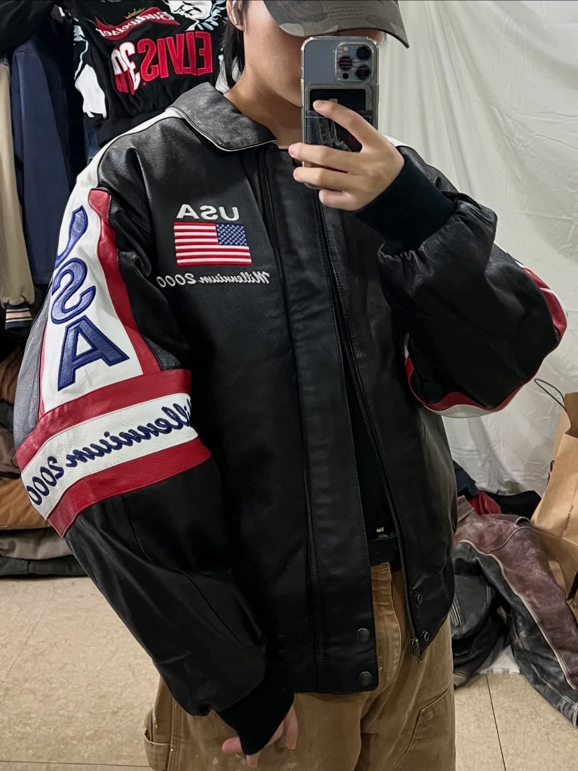 마이클호번 밀레니엄 성조기 가죽자켓 상품이미지3