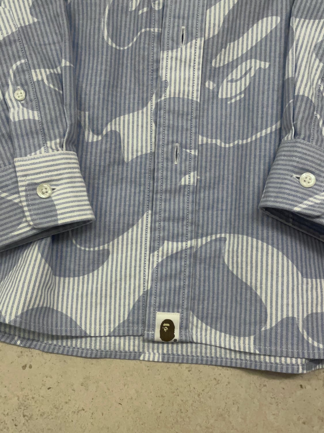 bape 스트라이프 카모 릴렉스 셔츠 블루 상품이미지5